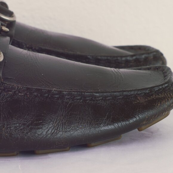 Vintage Christian Dior Leather Driving Loafers Horsebit Mens Brown Size 7.5 - Picture 4 of 9